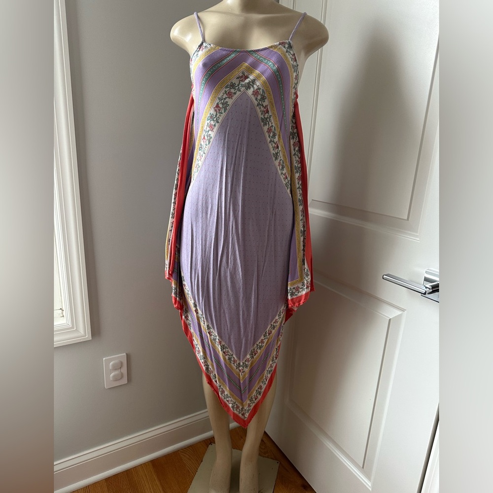 Multicolor Strappy Handkerchief Hem Dress